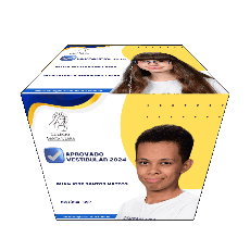  Gif com cubo de imagens dos aprovados em destaque